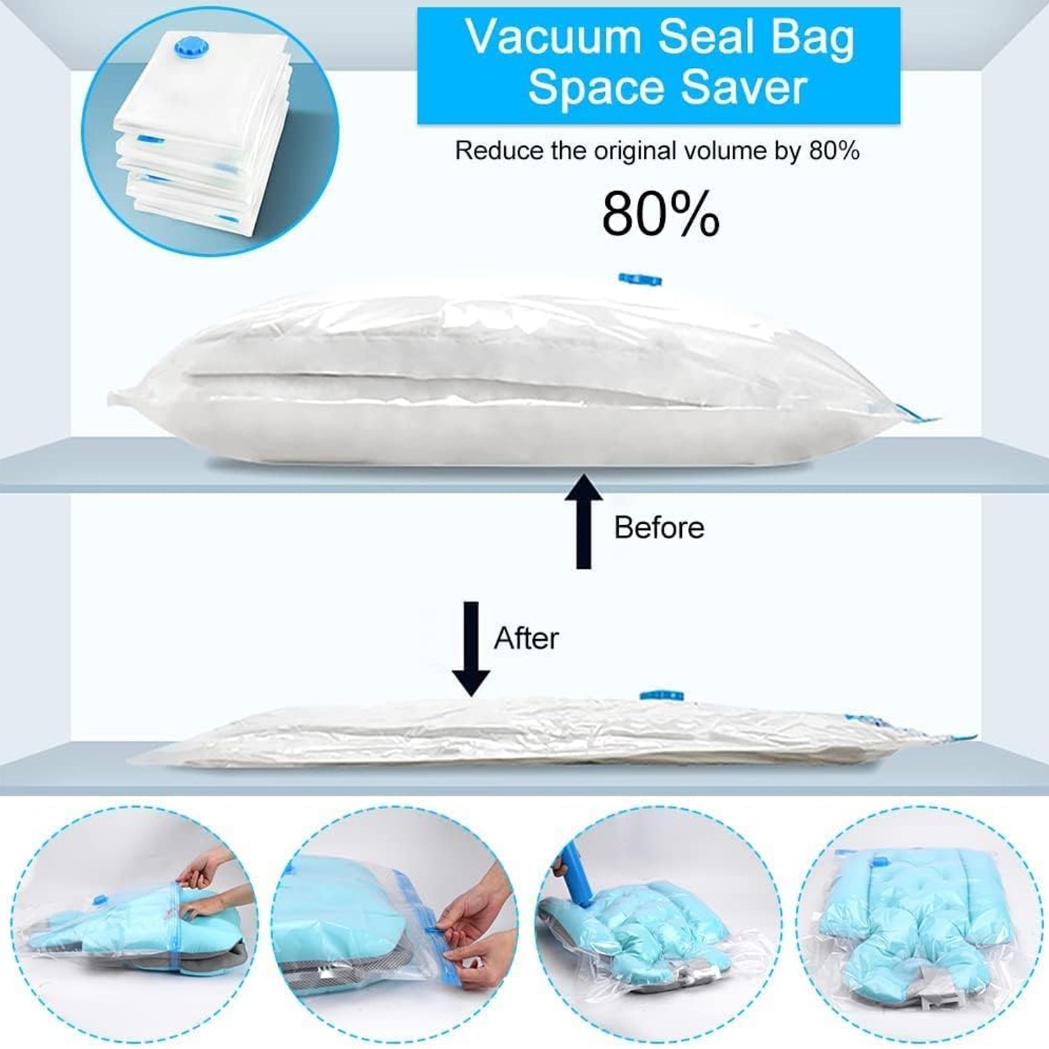 17826 Vacuum Storage Bags with Suction Pump & Shirt clips - Vacuum Bags - Big Capacity Vacuum Seal Bags for Travel Clothes Blankets Pillows, Compression Bags | Space Saver Vacuum Storage Bags (5 Pcs Set) 17826 Vacuum Storage Bags with Suction Pump & Shirt clips - Vacuum Bags - Big Capacity Vacuum Seal Bags for Travel Clothes Blankets Pillows, Compression Bags | Space Saver Vacuum Storage Bags (5 Pcs Set)